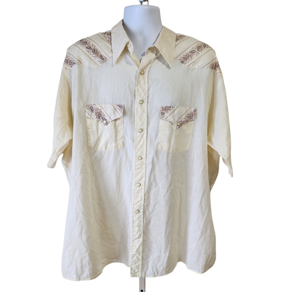 Vintage 70s Cowboy Joe's Western Pearl Snap Shirt Mens 19-19.5 USA Cowboy Rodeo